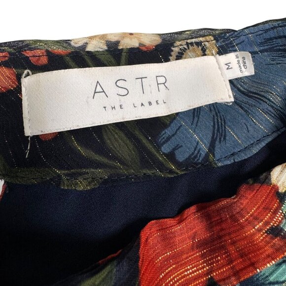 ASTR the Label Dark Floral Cropped Blouse Top Sz.M Multi Open Back Romantic - Picture 10 of 16